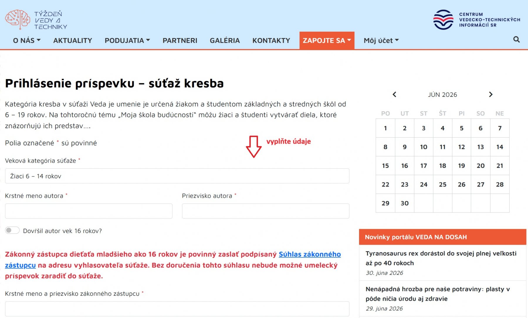 Vyplňte údaje