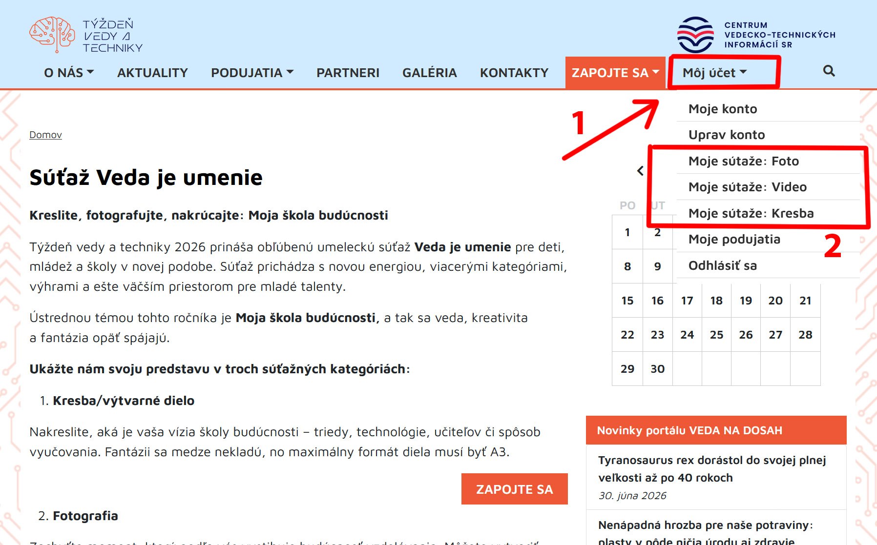 Ak máte vytvorený účet, pridať súťažné príspevky môžete aj cez Môj účet – Moje súťaže