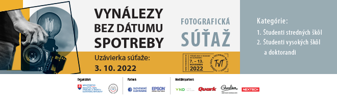 Banner k fotografickej súťaži Týždňa vedy a techniky na Slovensku na rok 2022. Téma: Vynálezy bez dátumu spotreby.